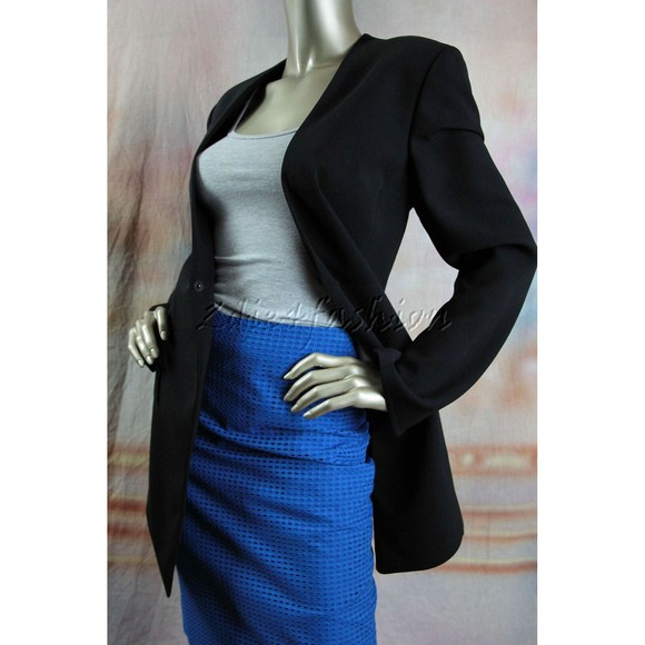 $3700 NWT AKRIS Stylish Black Long Light Wool Jacket Coat 8 - Picture 5 of 7